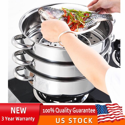 Tier stainless steel steamer - 3-tier,